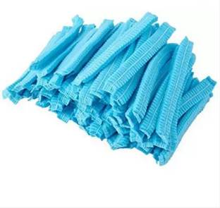 NHR Disposable Stretchable Blue Caps, Cover Hair For Cooking & Hygiene Surgical Head Cap (Disposable) PACK OF 100 Surgical Head Cap