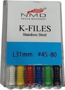 NMD DENTAL TOOL Stainless Steel(S.S)-K-Files (31 MM # 45-80)(1Pk /6Pcs) Surgical Plier