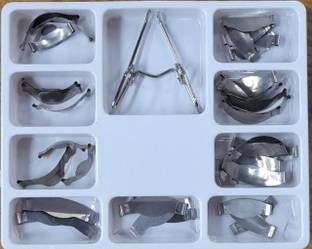 PRAKDENT Box Dental Saddle Contoured Metal Matrices Matrix S M L With Springclip /NO Surgical Plier