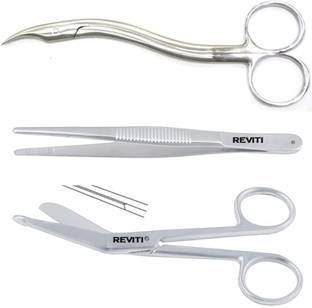 REVITI Bandage scissor, Suture Cutting Scissor and Plain Tissue Forcep Strong Cut Scissors