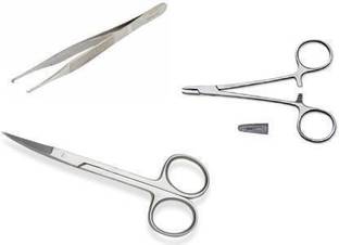Forgesy 3 Pcs Medical Student Suturing Tool Kit Includes 6" Needle Holder, 5" ADSON Dissecting Forcep tooth and 4"Iris Scissor with Storage Bag - Medical, Nursing, and Veterinary Students Kit Strong Cut Scissors