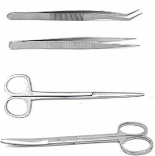 mediwave Surgical Instrument Scissor set of 4 Pcs Curved And Angled Dissecting Scissors