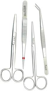 mediwave Best Surgical Instrument scissor set of 4 pc Stainless steel Curved And Angled Dissecting Scissors