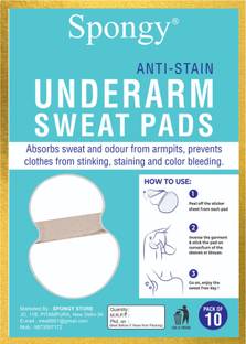 Spongy Disposable Underarm Sweat Pads 10 for Women & Men, Folded, Sweat Absorbent Sweat Pads