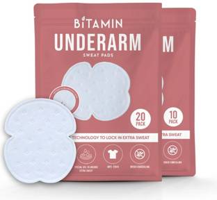 Bitamin Disposable Underarm Sweat pads With Gel Technology 30pk For Men & Women Sweat Pads