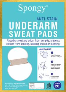 Spongy Disposable Underarm Sweat Pads 20 for Women & Men, Folded, Sweat Absorbent Sweat Pads