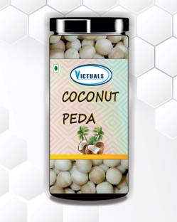 Victuals Coconut Peda 200g | Real Coconut Toffee Candy | Soft & Chewy Candy Plastic Bottle