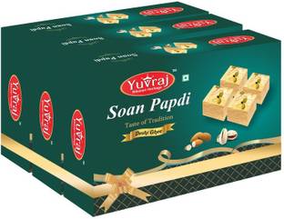 Yuvraj Food Product Pure Cow Ghee Soan papadi (patisa ) Famous sweets ( 500 gm x 3 ) combo pack Box