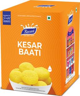 RECENT-THE REAL TASTE Kesar Baati indian Sweet Mithai | Each Pack of 1 kg 16 Pieces Box