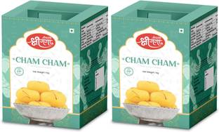 Bikaneri Shree Ganga Cham Cham - 2Kg (28 Pieces) Traditional Bikaneri Shahi Sweet Mithai Tin