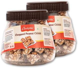 CandyVille Chopped Peanut Chikki / Kadalai Mittai / Gazak (Made with Jaggery) Plastic Bottle