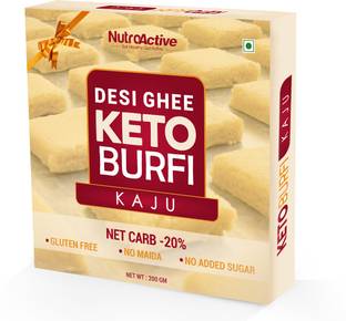 NUTROACTIVE Desi Ghee Keto Kaju Barfi, Sugar Fee Low Carb Sweets Box