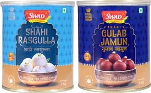 SWAD Shahi Rasgulla and Gulab Jamun | 1kg Each Tin