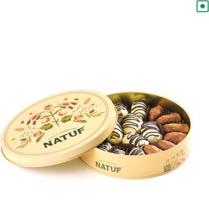 Natuf Chocolate Coated Dates & Nuts Tin Box - Perfect for Gifting Tin