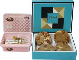 Singla Sweets Kaju Roll 200g and Soan halwa 300g Combo Box