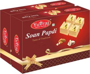Yuvraj Food Product Soan papadi (patisa ) Famous indian sweets ( 200 Gm X 2) combo pack Box