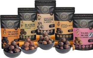 Think Ladoo Assorted Ladoo Pack – 5 Varieties, 25 Pieces | Healthy, Gluten-Free Snacks Pouch