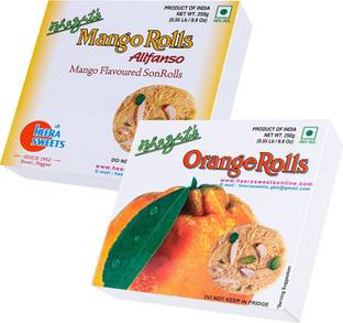 Bhagat's Heera Sweet SonRoll Soft Sweets Mithai Combo Orange & Mango 250gm Box