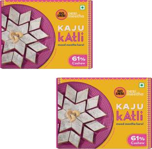 GO DESi Kaju Katli Premium, 61% Cashews, Indian Sweets Gift Pack, DESi Meetha, Mithai Box