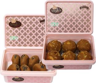 singla's Besan Dryfruit laddu 200grm and Brown Peda 200g combo pack of 2 Box