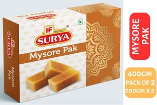 Surya 400gm MYSORE PAK |INDIAN SWEET (PACK OF 2; 200gm each) Box
