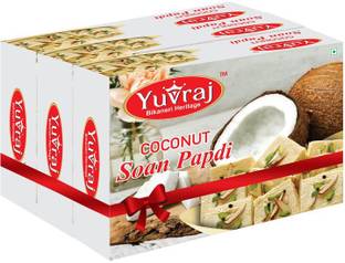 Yuvraj Food Product Coconut Flavoured Soan papadi (patisa ) sweets ( 200 Gm X 2 ) combo pack Box