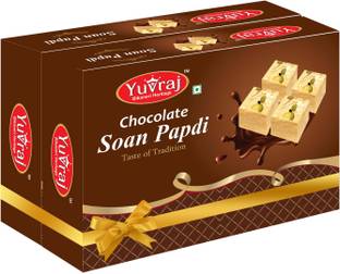 Yuvraj Food Product Chocolate Flavoured Soan papadi (patisa ) mithi 200 gm x 2 bpx pack Box