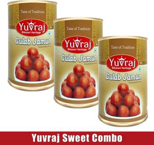 Yuvraj Food Product Gulab Jamun Indian Sweet Gift Combo pack of 3 ( 500 gm x 3 ) Tin