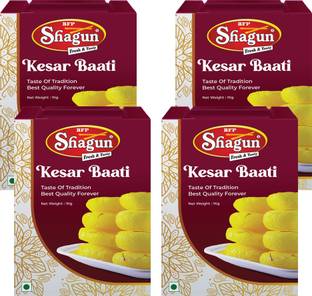 Bfp Shagun Kesar Bati 4Kg (1Kg Pack of 4) Bikaneri Sweets Soft Vegetarian Tin