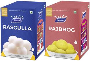 RECENT-THE REAL TASTE 1 Kg Rasgulla and 1 Kg Raj Bhog Combo indian Sweet Mithai, Perfect For Gift Box