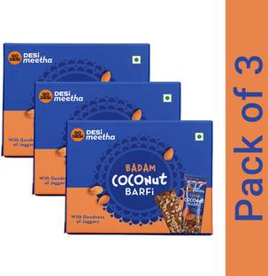 GO DESi Badam Coconut Barfi 24 pcs x 12g each Box