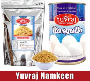 Yuvraj Food Product Fastival gift pack rasgulla 500 gm , Bikaneri Bhujiya pack 250 gm Box