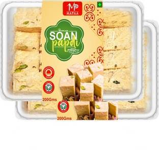 MAPAA Bikaneri Premium Soan Papdi, Ready to Eat Dessert Flaky Soan Papdi, 2x200 GMS Box