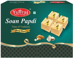 Yuvraj Food Product Desi Ghee Soan papadi (patisa ) Famous sweets 250 Gm pack Box