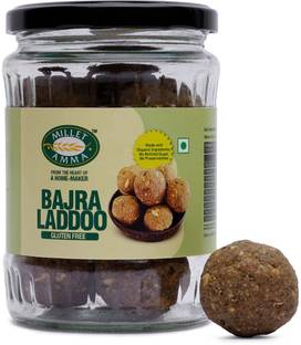 MILLET AMMA Bajra Ladoo Jar 300 GMS | Ready to Eat | Made with Jaggery | Glass Bottle