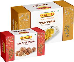 Cravitos Kaju Patisa 500g & Dry Fruits Laddu 200g Combo Box