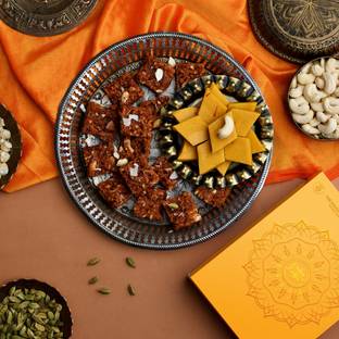 HyperFoods Sweets Gift Pack Kesar Katli Dodha Barfi 250g each Gift Hamper for Festivals Vacuum Pack