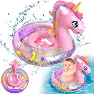 Tera13 Swimming Tube for Kids with Manual Pump Baby Unicorn Shape Swimmin Tubes Safe Inflatable Swim Floats for Kids Swim Floatation Belt