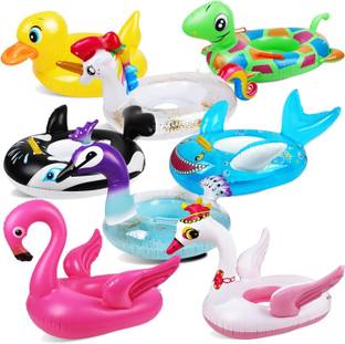 VWretails Inflatable Pool Floats for Toddler Age 3-6, Swim Ride-on Tubes for Floating Animal Head Pool Tubes Ride on Floats, Flamingo Duck Unicorn Swan Beach Pool for Kids(Pack of Any on Design) Swim Floatation Belt