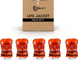 Robustt Polyster Fabric Life Jacket for Safety,Weight Capacity Upto 125Kg, Pack of 5 Swim Floatation Belt