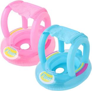 VWretails VWretails Baby Pool Float with Sunshade | Inflatable Toddler Swim Float with Safety Seat for Ages 3+ | Infant Training Bath Float for Pool Fun | Blue & Pink Swim Float(Pack of Any one Float) Swim Floatation Belt