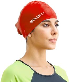 BOLDFIT Swimming Cap Men Swim Cap for Women Swimming Pool Cap Full Head Cover Silicon Swimming Cap