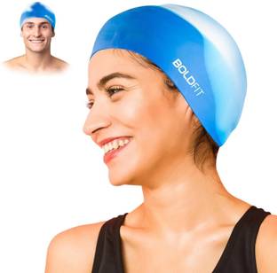 BOLDFIT Swimming Cap Men Swim Cap for Women Swimming Pool Cap Full Head Cover Silicon Swimming Cap