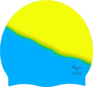 KARBD Silicone Swim Cap Unisex Universal Size Soft Swimming Pool Head Cap Yellow Blue Swimming Cap