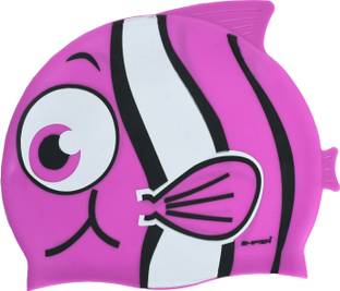 SHIFTER Silicone Cartoon Fish Swim Caps for Kids for Swimming-Fish Print Swimming Cap