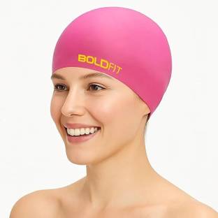 BOLDFIT Swimming Cap Men Swim Cap for Women Swimming Pool Cap Full Head Cover Silicon Swimming Cap