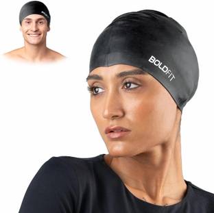 BOLDFIT Swimming Cap Men Swim Cap for Women Swimming Pool Cap Full Head Cover Silicon Swimming Cap