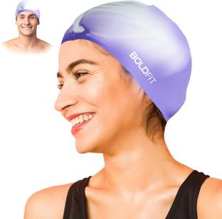 BOLDFIT Swimming Cap Men Swim Cap for Women Swimming Pool Cap Full Head Cover Silicon Swimming Cap