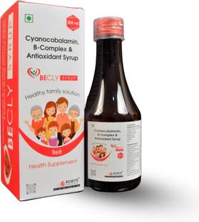 Rosette Pharmaceuticals BECLY Vitamin B12 B-Complex Syrup for Boosts Immunity Vitamins B1, B2, B6, B3 Syrupy flavour