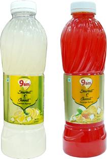 9am Sharbat E Jannat Combo Pack of 2 (Lemon 750ml+ Orange 750ml) Lemon, Orange